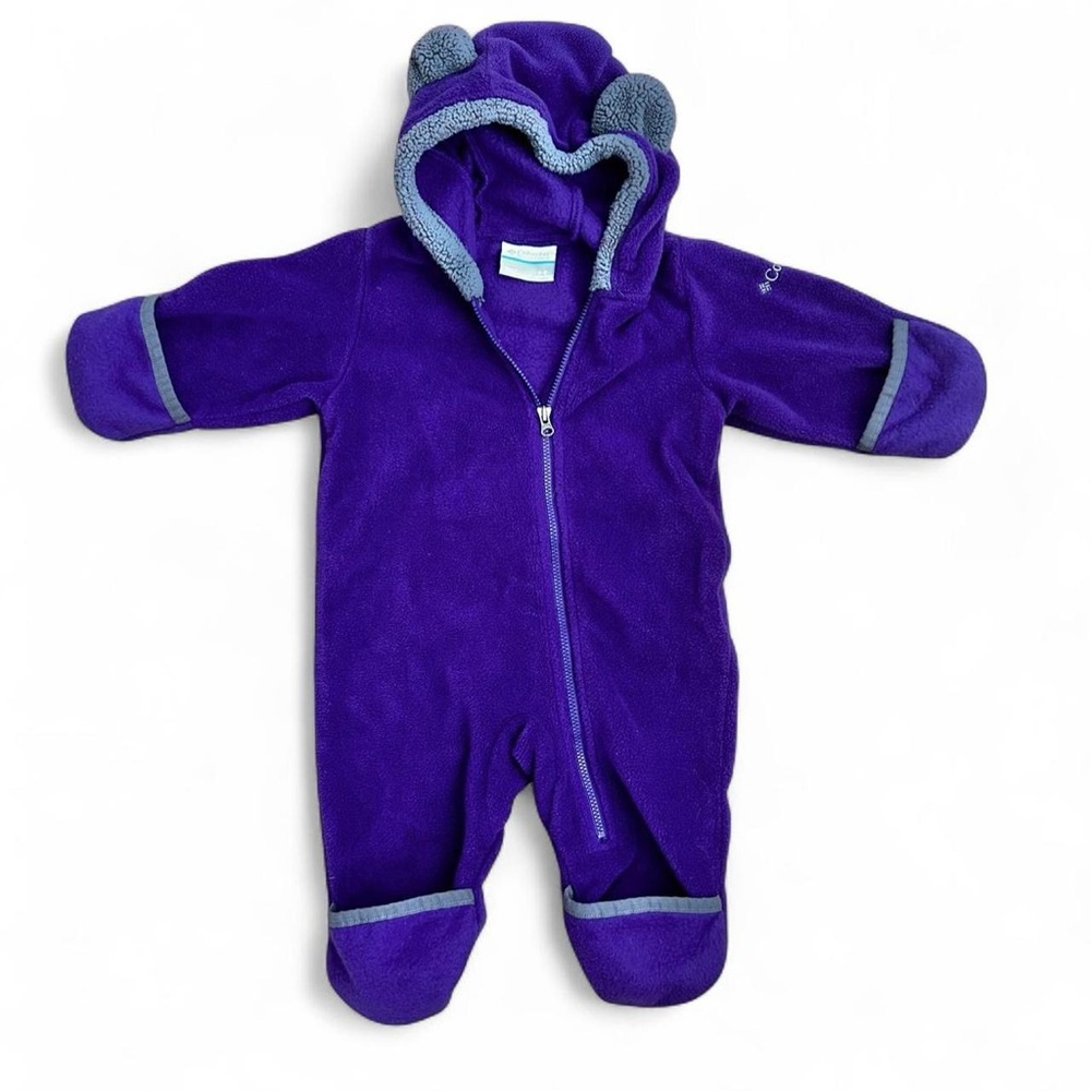 Columbia purple warm and cozy fleece baby onesie